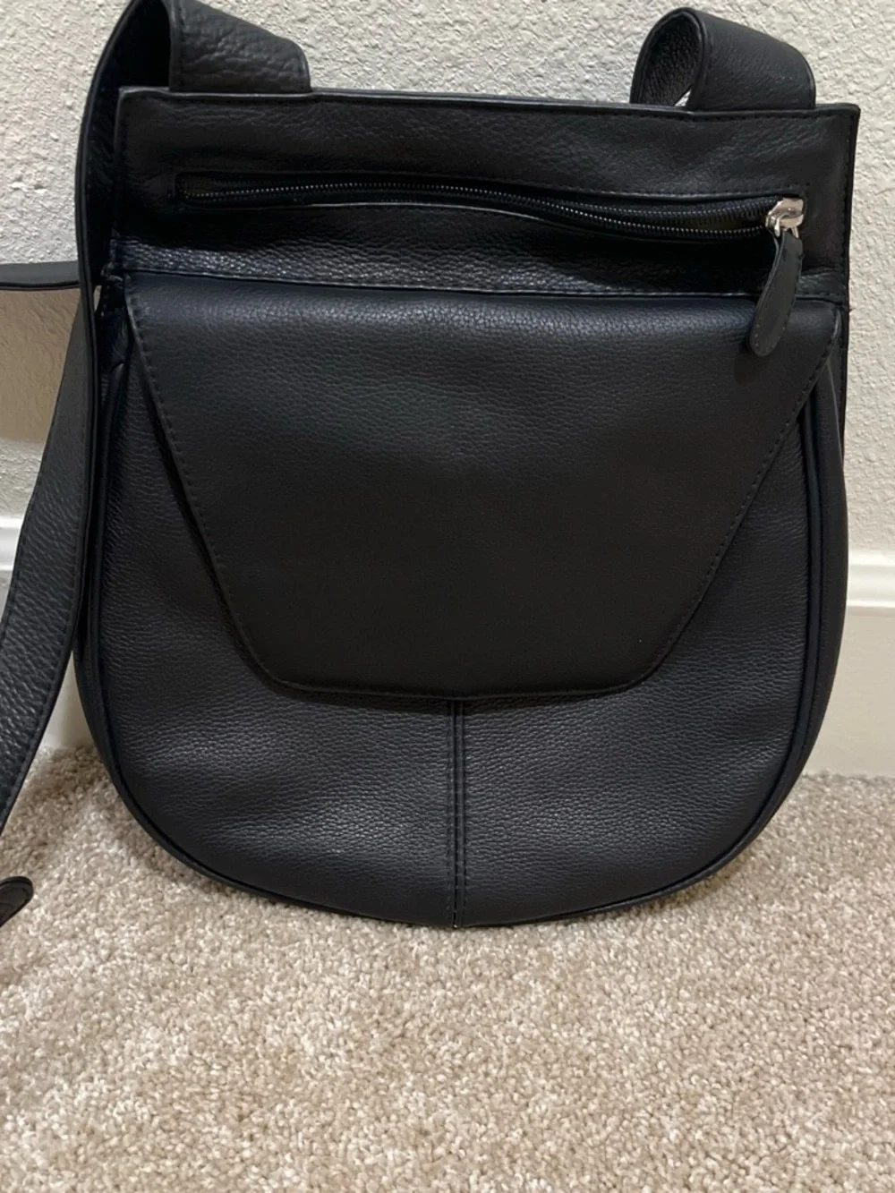 Black Leather Crossbody Bag - Men’s Casual Shoulder Bag